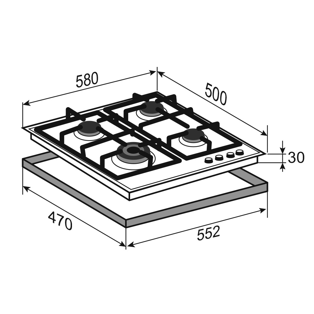 Схема встраивания с размерами
