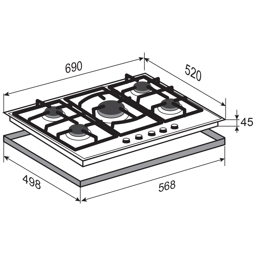 Схема встраивания с размерами