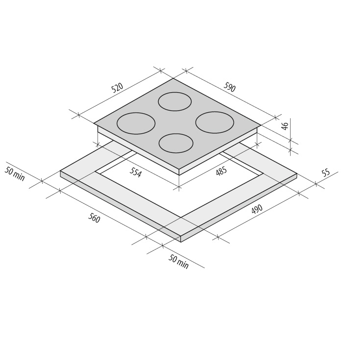 Схема встраивания с размерами