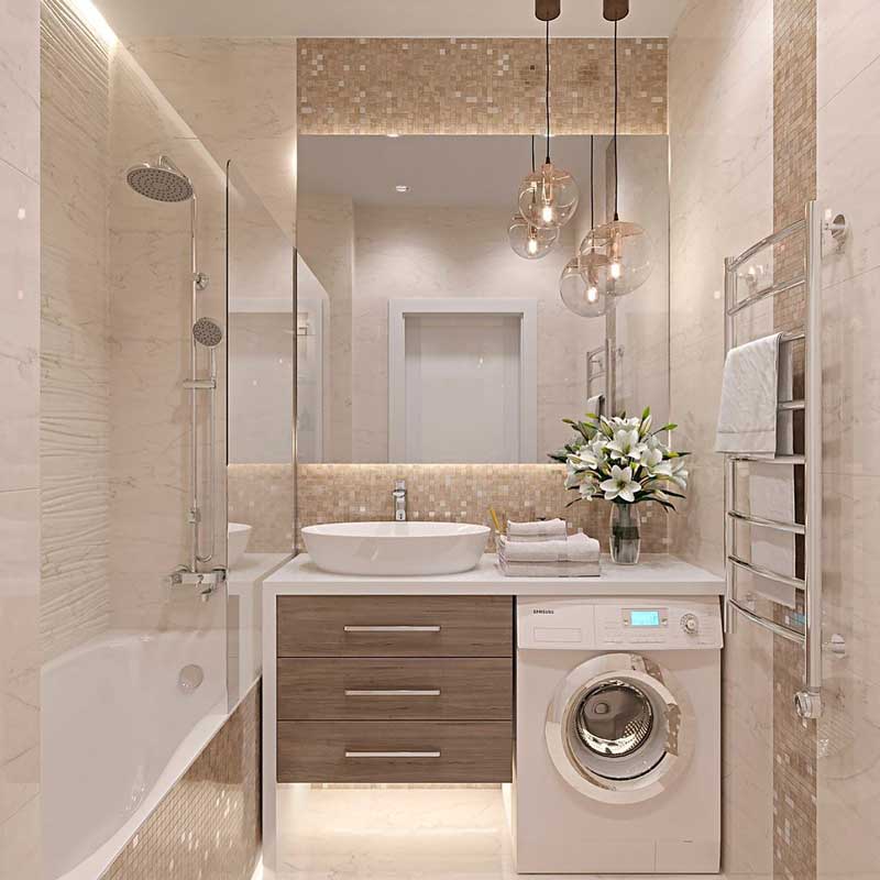  Встраиваемая стиральная машина в ванной