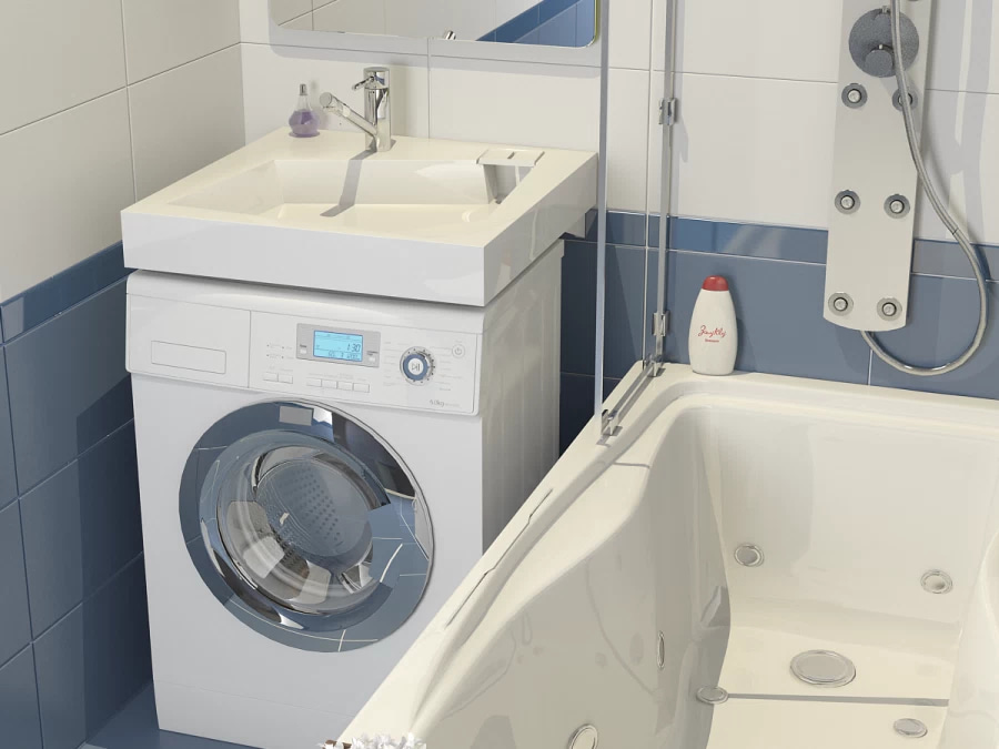Встроенная стиральная машина под раковиной