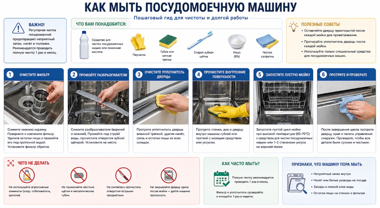 Как мыть посудомоечную машину
