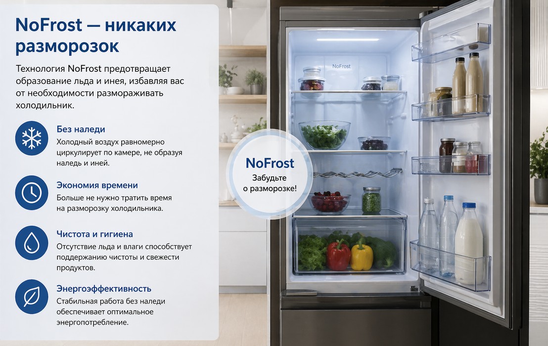No Frost, Frost Free, Total No Frost и капельная разморозка — в чем разница No Frost, Frost Free, Total No Frost и капельная разморозка — в чем разница