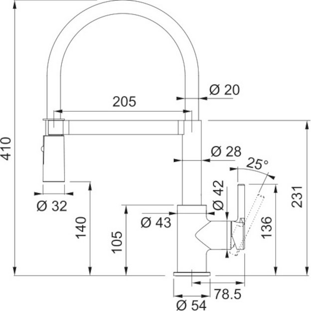 Смеситель Franke Lina Semi-pro с выдвижным шлангом черный матовый в Тюмени (preview 6)