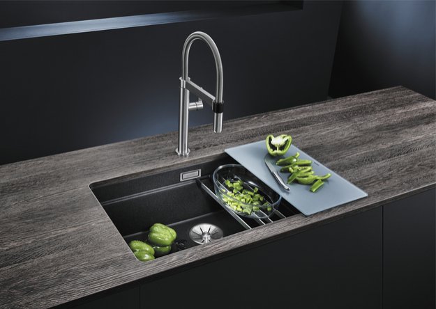 Мойка Blanco Etagon 700-U Silgranit черный клапан-автомат InFino 525891 в Тюмени (preview 6)