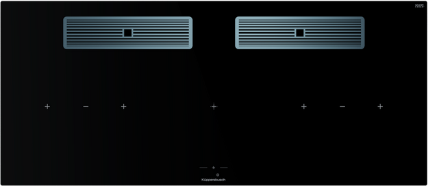 Индукционная варочная поверхность с вытяжкой Kuppersbusch с чёрными ручками KMI 12850.0 SR-S Stainless steel в Тюмени (preview 1)