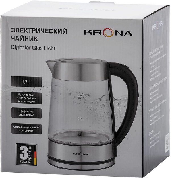 Чайник KRONA Digitaler Glas Licht КА-00008506 в Тюмени (preview 13)