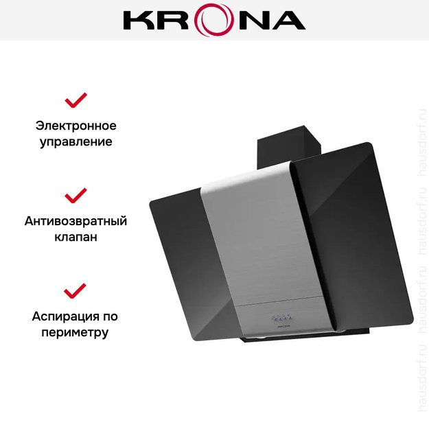 Вытяжка KRONA TALLI 900 inox/black glass 3P в Тюмени (preview 3)