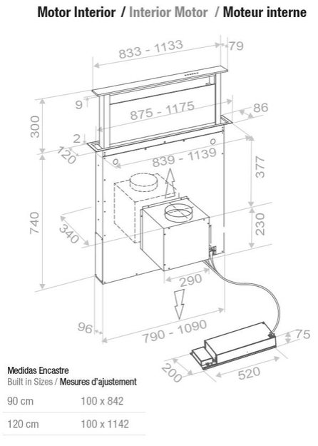 Встраиваемая в столешницу вытяжка Pando E-320/90 INOX CT V.1200 в Тюмени (preview 4)