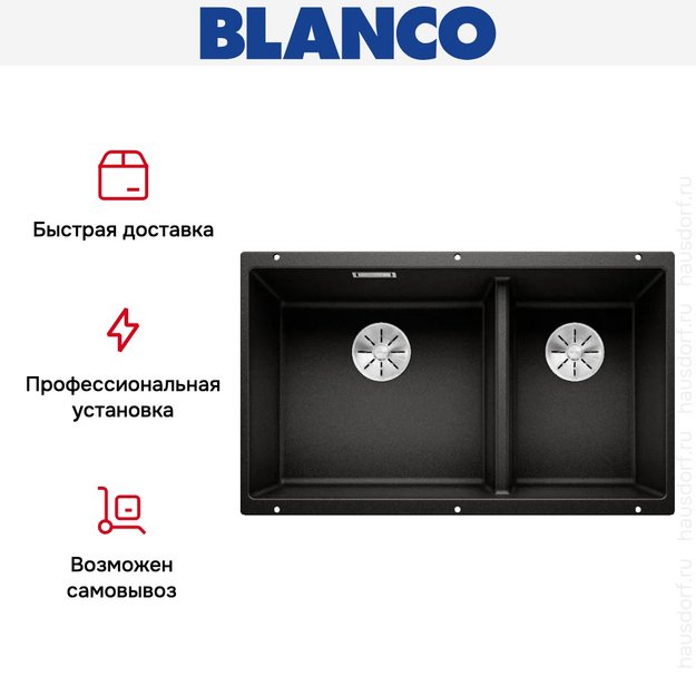 Мойка Blanco SUBLINE 430/270-U с отводной арматурой InFino® черный в Тюмени (preview 15)