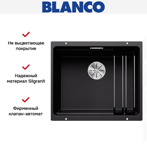 Мойка Blanco ETAGON 500-U SILGRANIT PuraDur 525887 черный в Тюмени (preview 12)