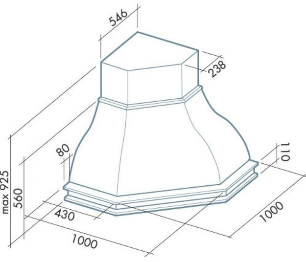 Вытяжка Falmec Iris Malizia ANG (600) S орех в Тюмени (preview 3)