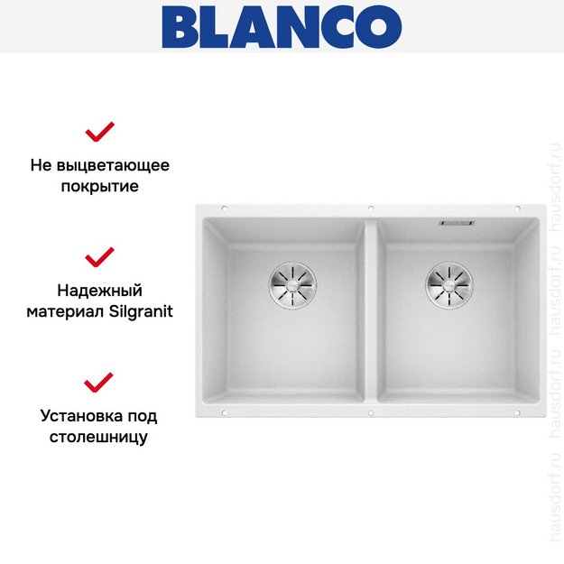 Мойка BLANCO SUBLINE 350/350-U Silgranit белый в Тюмени (preview 7)
