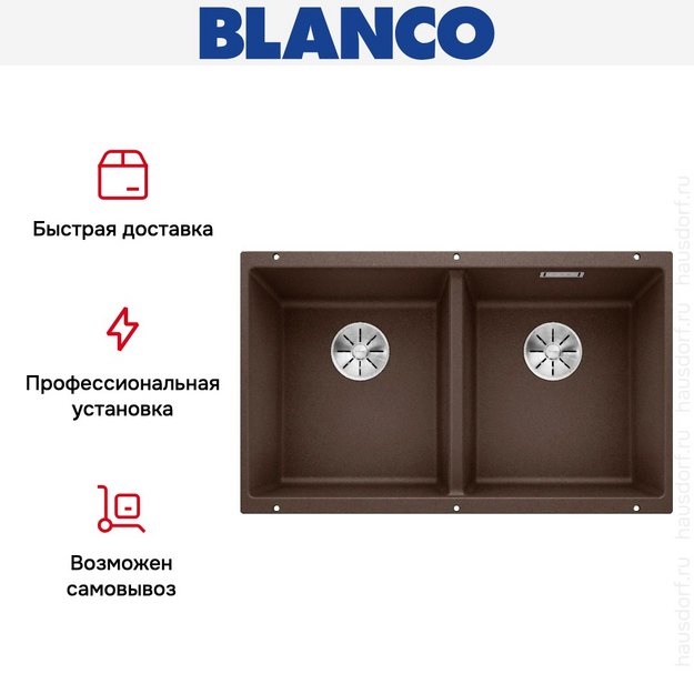 Мойка BLANCO SUBLINE 350/350-U Silgranit кофе в Тюмени (preview 10)