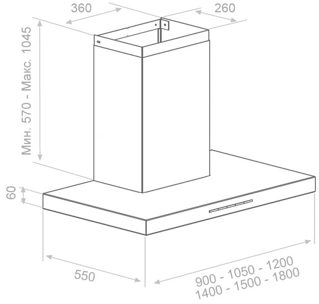Вытяжка Pando P-861/90 IX V.1050 ECO SEC PLUS в Тюмени (preview 2)