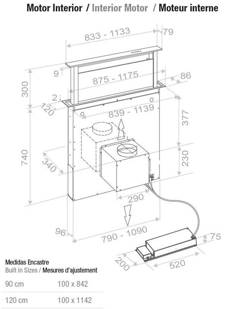 Встраиваемая в столешницу вытяжка Pando E-320/90 INOX V.950 SEC в Тюмени (preview 3)