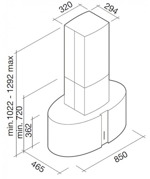 Вытяжка Falmec Mirabilia isola 85 Penelope Vetro (800) ECP в Тюмени (preview 3)