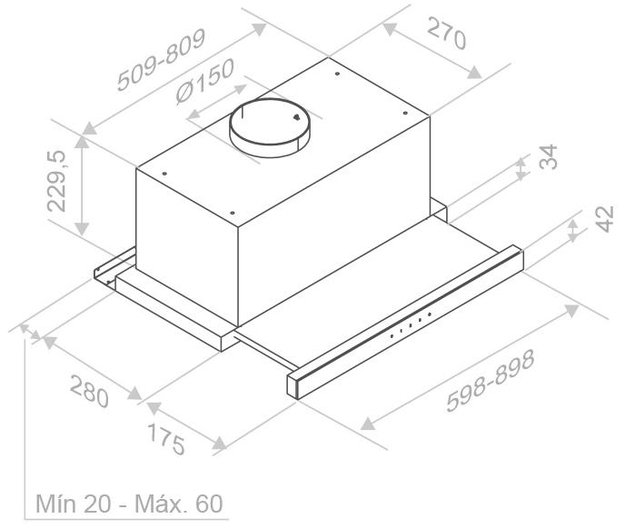 Встраиваемая вытяжка Pando IES/90 IX TOUCH CT NEGRO 850 SEC в Тюмени (preview 4)