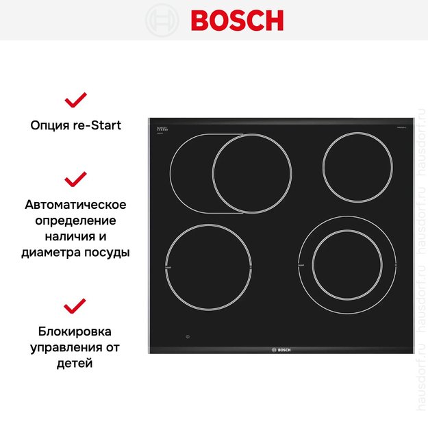 Электрическая варочная панель Bosch PKN 675 DP1D в Тюмени (фото 6) Электрическая варочная панель Bosch PKN 675 DP1D в Тюмени (preview 6)