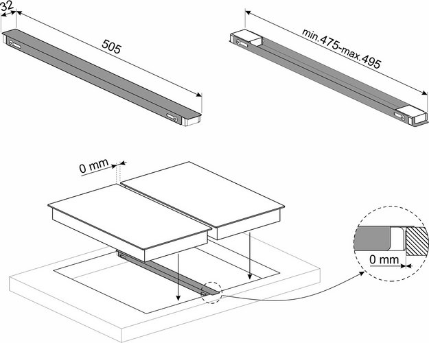 Соединительная планка для встраиваемых варочных панелей Smeg LGCN в Тюмени (preview 2)