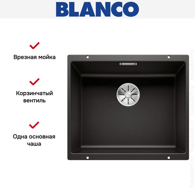 Мойка BLANCO SUBLINE 500-U Silgranit черный в Тюмени (preview 5)