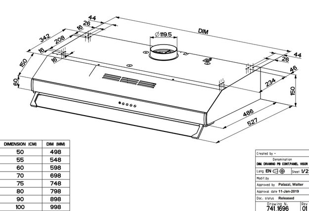 Встраиваемая вытяжка Faber 741 PB X A60 300.0557.515 в Тюмени (preview 2)