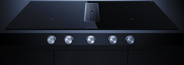 Индукционная варочная поверхность с вытяжкой Kuppersbusch с ручками из нержавеющей стали KMI 9850.1 SR-E Stainless steel в Тюмени (preview 2)