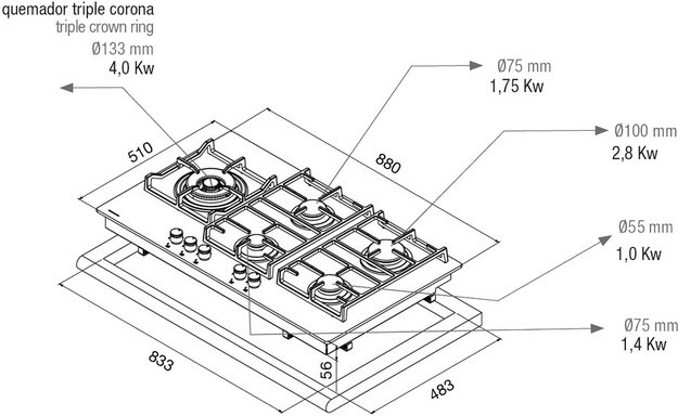 Газовая варочная панель Pando PGA-4491 в Тюмени (preview 5)