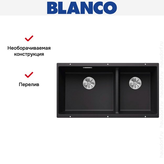 Мойка BLANCO SUBLINE 480/320-U Silgranit черный в Тюмени (preview 9)