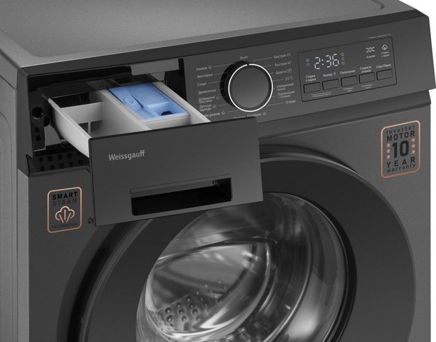 Стиральная машина Weissgauff WM 601411 Inverter Steam Grey в Тюмени (preview 7)