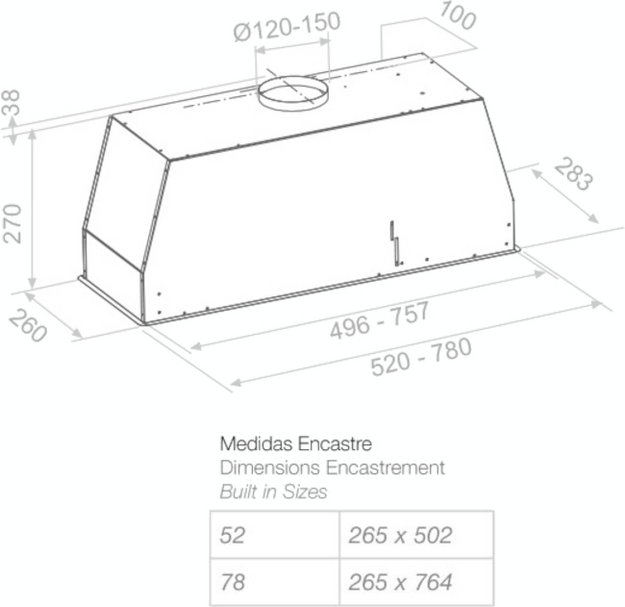 Встраиваемая вытяжка Pando NEO/78 INOX V. 830 SEC в Тюмени (preview 2)