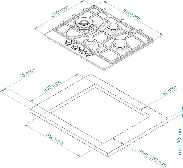 Газовая варочная панель Kuppersberg FS 604 W Silver в Тюмени (preview 8)