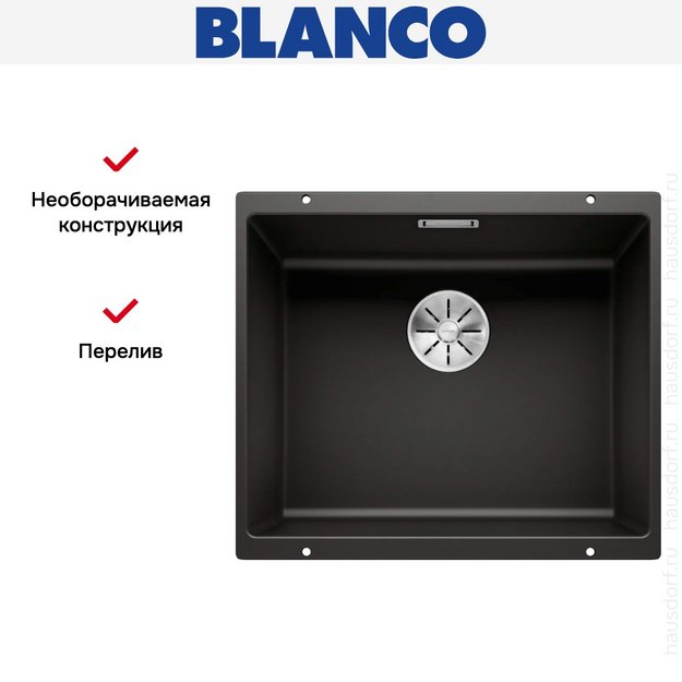 Мойка BLANCO SUBLINE 500-U Silgranit черный в Тюмени (preview 6)