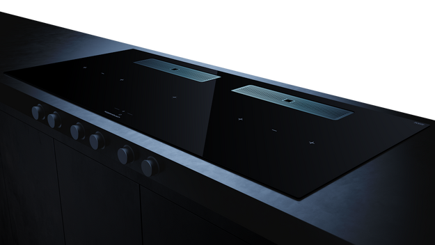 Индукционная варочная поверхность с вытяжкой Kuppersbusch с чёрными ручками KMI 12850.0 SR-S Stainless steel в Тюмени (preview 3)