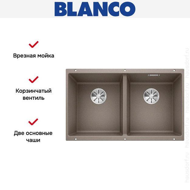 Мойка BLANCO SUBLINE 350/350-U Silgranit серый беж в Тюмени (preview 8)