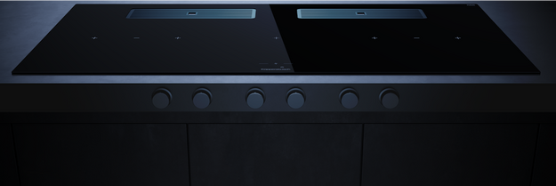 Индукционная варочная поверхность с вытяжкой Kuppersbusch с чёрными ручками KMI 12850.0 SR-S Stainless steel в Тюмени (preview 2)