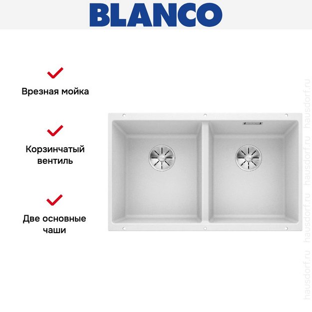 Мойка BLANCO SUBLINE 350/350-U Silgranit белый в Тюмени (preview 8)