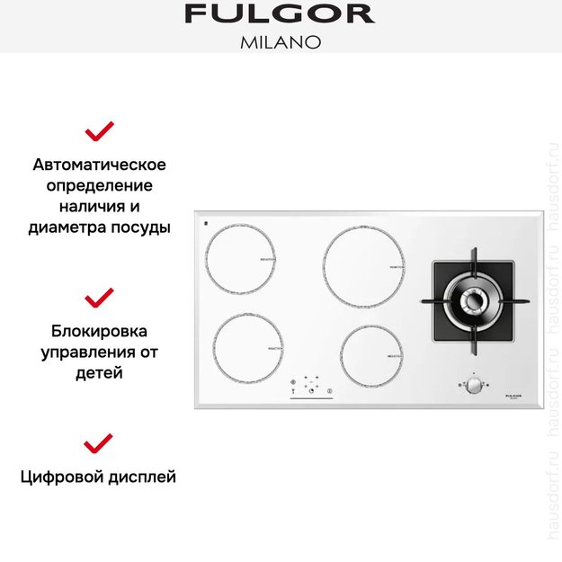 Газо-электрическая панель Fulgor Milano SH 905 ID G DWK WH в Тюмени (preview 2)