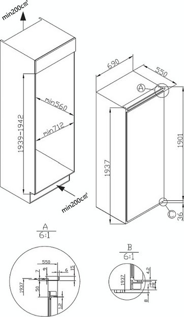 Встраиваемый холодильник Korting KSI 1935 в Тюмени (preview 6)