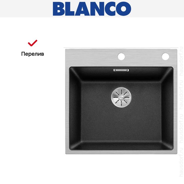 Мойка Blanco SUBLINE 500-IF/A клапан-автомат InFino® антрацит в Тюмени (preview 5)