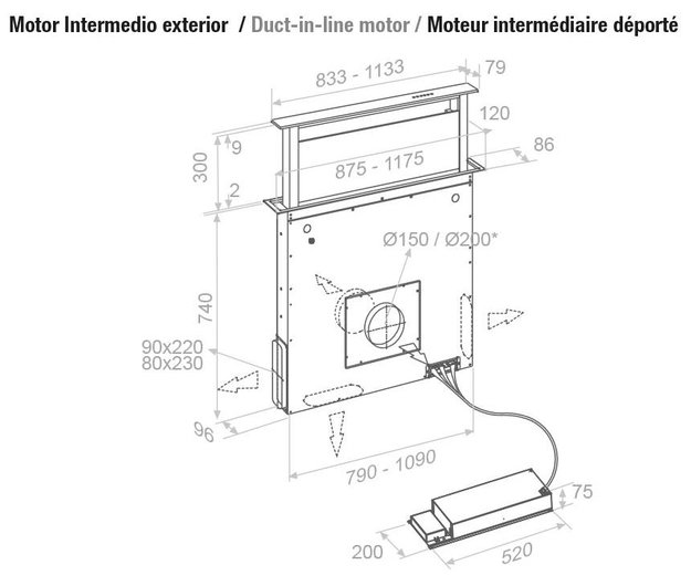 Встраиваемая в столешницу вытяжка Pando E-320/120 IX-CR.TOUCH V.2000 в Тюмени (preview 3)
