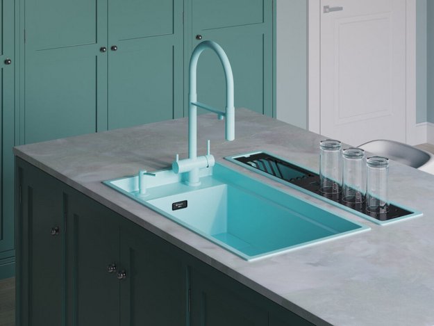 Мойка Omoikiri Kinaru Pro 86-U/I AZ azur blue матовый в Тюмени (preview 6)