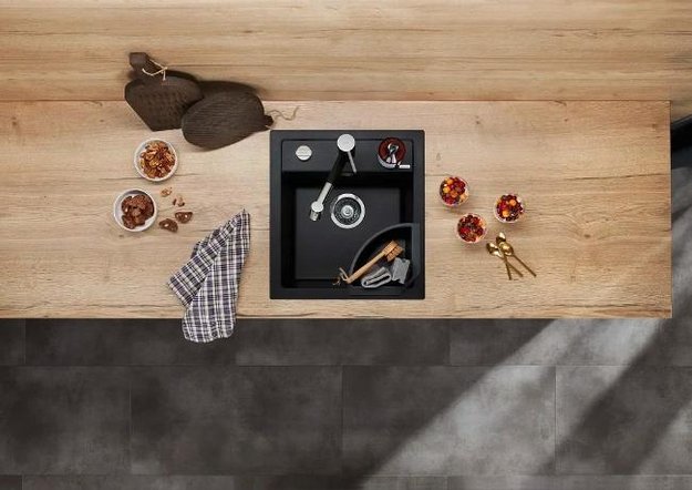 Мойка BLANCO DALAGO 45 Silgranit черный, клапан-автомат в Тюмени (preview 3)