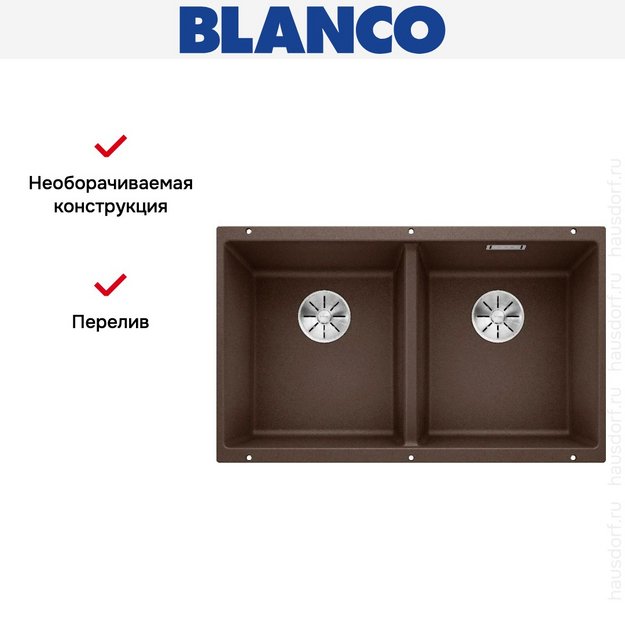 Мойка BLANCO SUBLINE 350/350-U Silgranit кофе в Тюмени (preview 9)