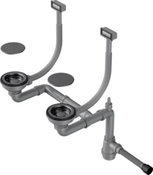 Арматура для двухчашевых моек с прямоугольными переливами Omoikiri WK-2C GM в Тюмени (preview 1)