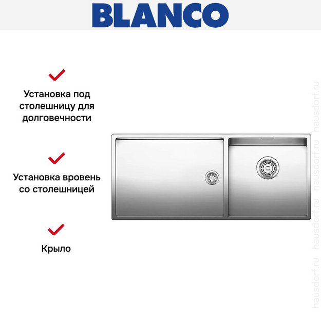 Мойка Blanco Claron 400/550-T-IF/N чаша справа нержавеющая сталь в Тюмени (preview 4)
