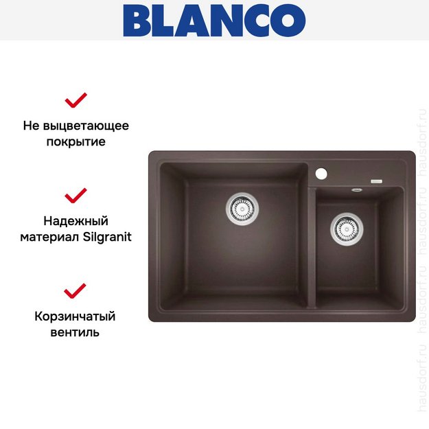 Мойка BLANCO LEGRA 8 SIlgranit кофе, чаша слева в Тюмени (preview 7)