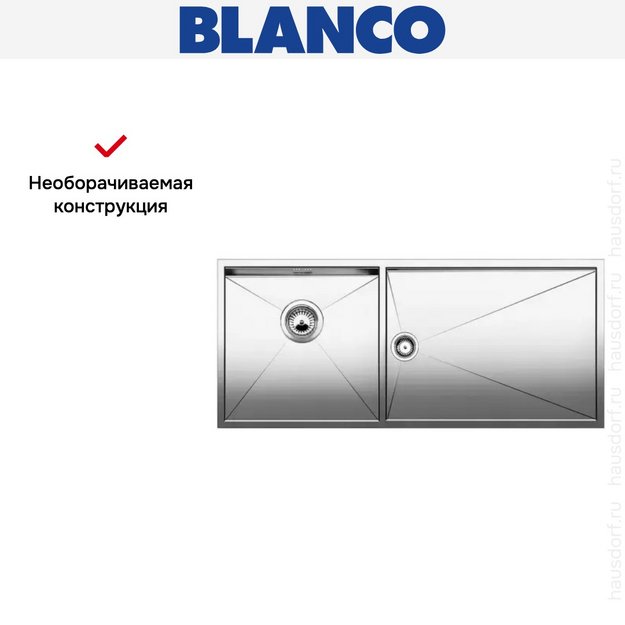 Мойка Blanco Zerox 400/550-T-IF/N чаша слева нержавеющая сталь в Тюмени (preview 6)