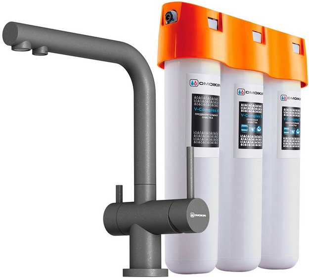 Комплект смесителя Omoikiri NAGANO PL-P + PURE DROP LITE в Тюмени (preview 1)