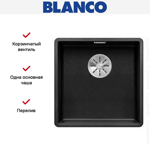 Мойка Blanco SUBLINE 400-F отводная арматура InFino® антрацит в Тюмени (preview 3)